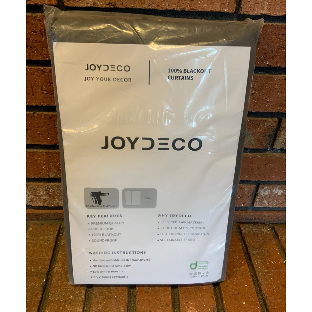 Joydeco Solid Dark‎ Gray 2 Panel Thermal 100% Blackout Curtain 52"x90"